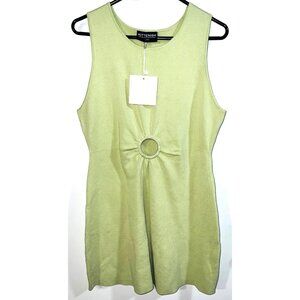 Kittenish Sage Green Sleeveless Dress Front Ring Detail Large Msrp $58.00